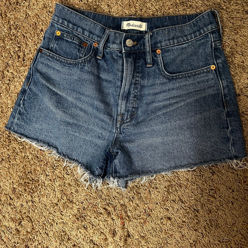 Madewell Frayed Hem Blue Jean Shorts